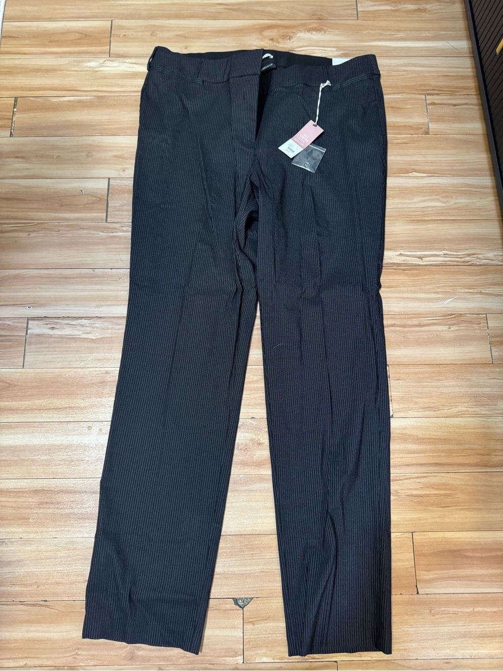 Lane Bryant Black Pinstripe Straight-Leg Dress Pants